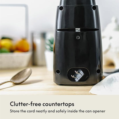bella Electric Can Opener and Knife Sharpener,Removable Cutting Lever,Cord Storage,Stainless Steel Blade,Black,(Pack of 4) - Image 4