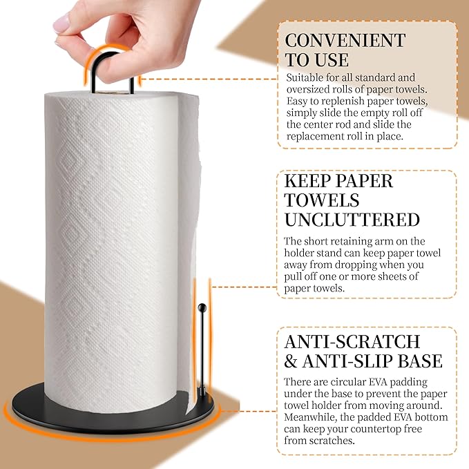 10Pack Paper Towel Holder,Bulk Black Paper Towel Holder Stand Countertop for Kitchen - Image 3