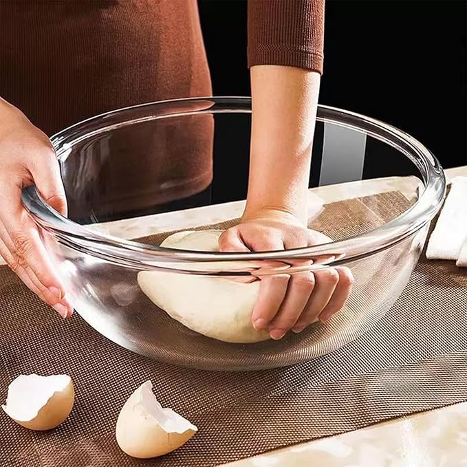 6.2Quart Large Glass Bowls with Lid,Thickened 12Inch Clear Glass Salad Cooking Bowls for Kitchen Salad Bread Storage, For Prepping, Marinating & Mixing Brining Kimch - Image 6
