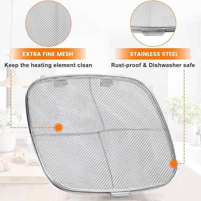Stainless Steel Splatter Shield for Ninja Foodi AG301, Air Fryer Accessories Replacement Parts Fine Mesh Splatter Screen for Ninja Foodi 5 in1 Indoor Grill Air Fryer AG300,AG300C,AG301C,AG302,AG400