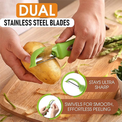 Spring Chef Premium Green Swivel Vegetable Peeler Set of 2, Stainless Steel Apple Peeler for Kitchen with Soft Grip Handle, Dishwasher Safe, Perfect for Potato, Carrot, Veggie, Fruit, Apple, Mango - Image 2