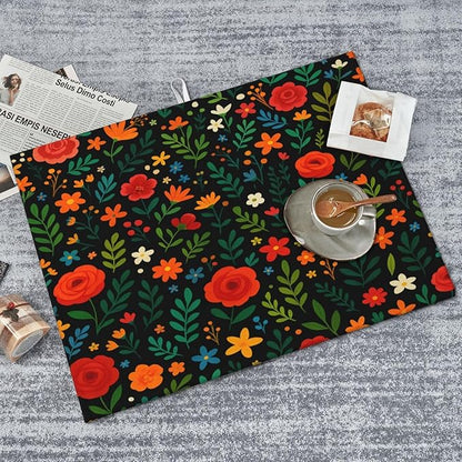 Garden wildflowers Dish Drying Mats for Kitchen Counter, Large 18"x24" Dish Mats for Drying Dishes, Microfiber Absorbent Dish Drying Pad Rack Mat Kitchen Decor Reusable Washable