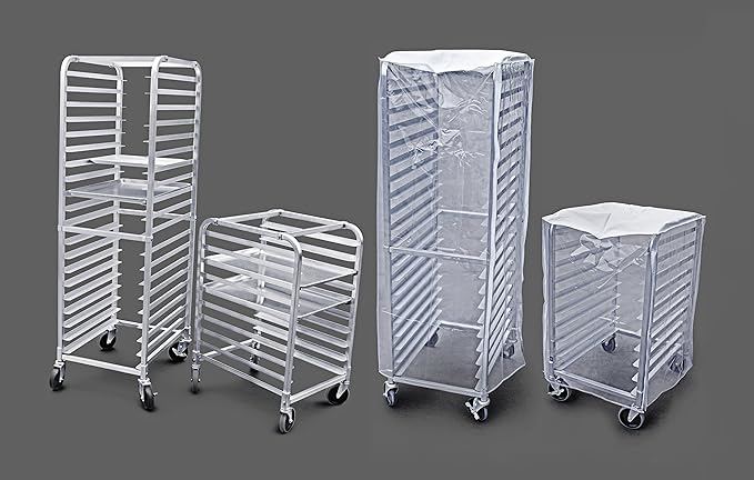 New Star Foodservice 36565 Commercial-Grade Sheet Pan/Bun Pan Rack Cover, Plastic, 20-Tier, 28" L x 23" W x 61" H, Clear - Image 5