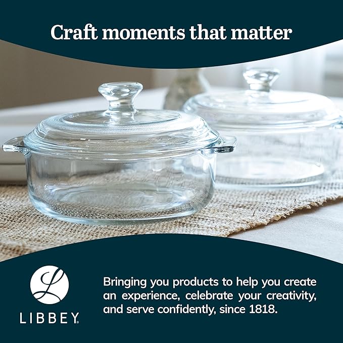 Libbey Baker's Basics 2 Piece Glass Dishes with Lids - Elegant Casserole Dishes for Oven with Lids - Versatile Baking Dish to Store Leftovers & More - Image 6
