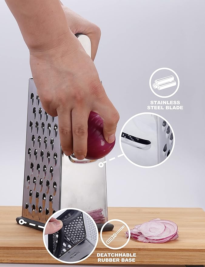 Kaishun Cheese Grater, Box Grater for Cheese Stainless steel Vegetable Slicer Food Shredder 4-sided Convenience for kitchen - Image 6