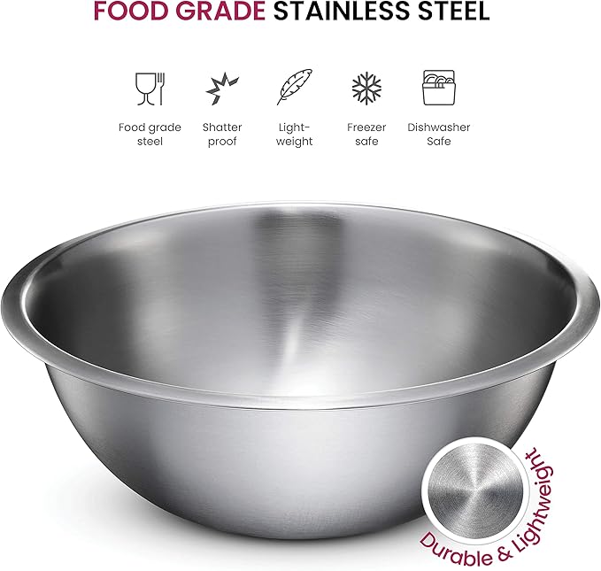 FineDine Stainless Steel Mixing Bowls Set, Dishwasher Safe, 6 Piece Metal Mixing Bowls For Kitchen, Nesting, Large, Small, Big Food Prep, Cooking, Baking - Image 3