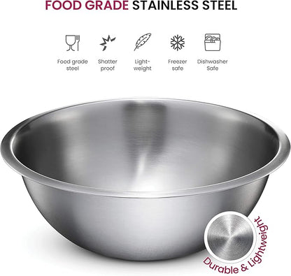 FineDine Stainless Steel Mixing Bowls Set, Dishwasher Safe, 6 Piece Metal Mixing Bowls For Kitchen, Nesting, Large, Small, Big Food Prep, Cooking, Baking - Image 3
