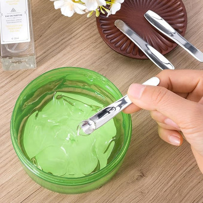 Pndeyo 3pcs Mini Stainless Steel Makeup Spatula, 2.75x0.45in Reusable Cosmetic Cream Spatulas Spoon, Silver Skincare Scoop Applicator Facial Massage Beauty Tools for Mixing Face Eye Cream