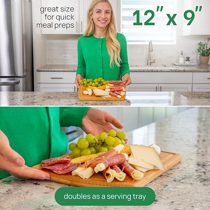 Small Bamboo Cutting Board – 12 Inch Wood Cutting Boards for Kitchen with Glue-Free Surface™ & Juice Groove – Non-Toxic, FSC-Certified, Durable Wooden Chopping Board - Image 4