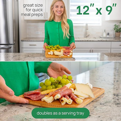 Small Bamboo Cutting Board – 12 Inch Wood Cutting Boards for Kitchen with Glue-Free Surface™ & Juice Groove – Non-Toxic, FSC-Certified, Durable Wooden Chopping Board - Image 4