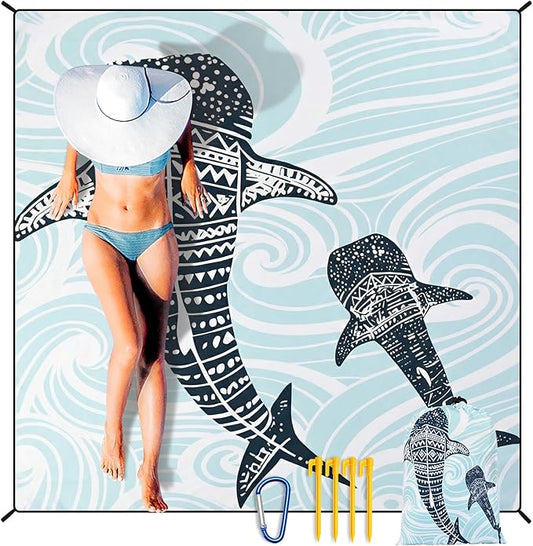 HIHOHO Beach Blanket Waterproof Sandproof Extra Large Beach Mat 79" X 83"/120"x108"for 1-8 Adults Quick Drying Durable Outdoor Picnic Mat for Beach Travel Camping Hiking