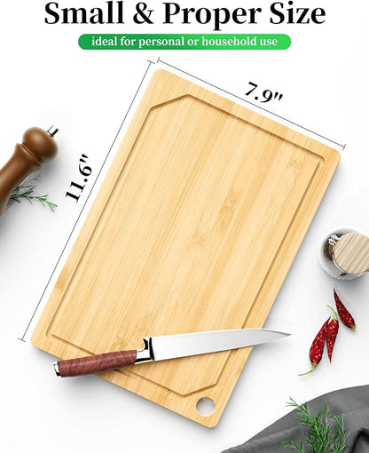 Kitsure Bamboo Cutting Board - Multi-Sizes Wooden Cutting Boards for Kitchen, Convenient Kitchen Essentials with Deep Juice Grooves, Cutting Board for Chopping & Serving, Medium, Natural - Image 2