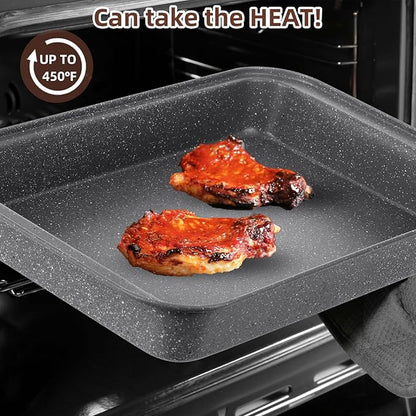 11-Piece Nonstick Baking Pans Set - Professional Grade Carbon Steel Bakeware with Premium Coating- Dishwasher Safe, Stackable, Oven Safe to 450°F (Steel Gray) - Image 4