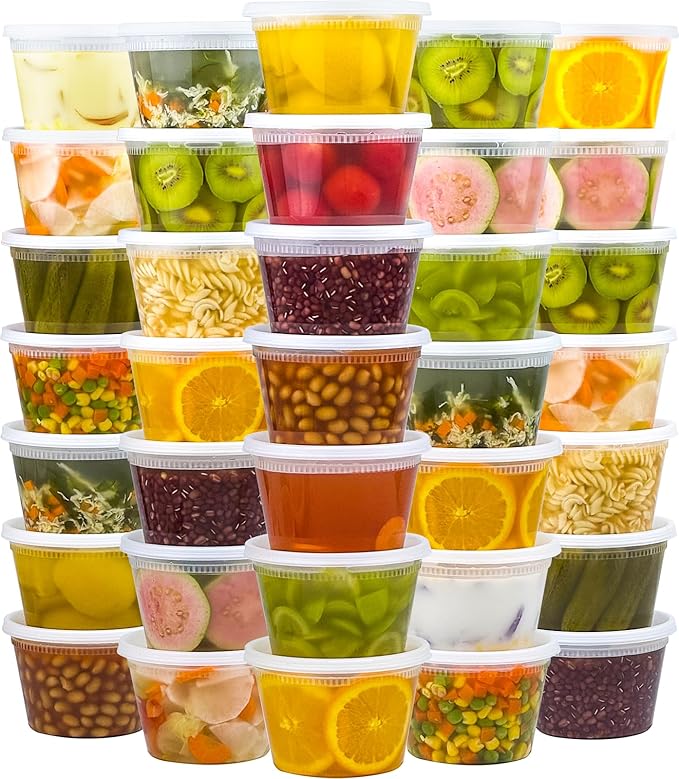 Dealusy 50 Set 16 oz Deli Containers with Lids, Leak-Proof BPA Free Plastic Take Out Bowls, Food Storage Containers for Takeout Meal Prep Storage, Freezer, Microwave & Dishwasher Safe by Dealusy