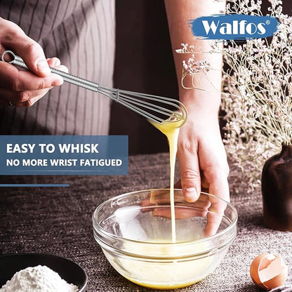 Walfos Mini Whisk,304 Anti-Rust Small whisk,Sturdy Stainless Steel Wire Tiny Whisks 6+7+8in,Ideal for mixing individual eggs, jams, spices and other small portion ingredients.(3pcs） - Image 8