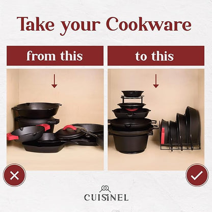 Pan Organizer - 2-PACK of Silicone-Coated Non-Slip 15" Heavy Duty Skillet Rack - Kitchen Counter/Cabinet Organization Storage - Holder for Cookie Sheet, Cutting Board, Cast Iron Cookware, Dish Stand - Image 4