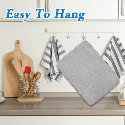 2 Pack Large Dish Drying Mat,24x17 Inch Absorbent Microfiber Dishes Drainer Mats,Dish Drying Pad for Countertops,Sinks,Draining Racks(Gray) - Image 7