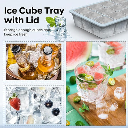 Silicone Ice Cube Tray 3 Pack, HANCELANT Ice Cube Mold, Ice Trays for Freezer with Lid for Whiskey, Baby Food, BPA Free, Easy Release - Image 2