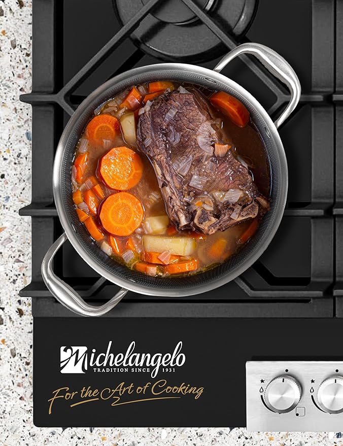 MICHELANGELO Tri-ply Stainless Steel Stock Pot with Lid - 6 Quart, Nonstick Cooking Pot with Honeycomb Interior, Heavy Duty Stockpot, Compatible with All Cooktops - Image 7