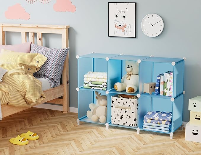 HOMIDEC Closet Organizers and Storage, 9 Cube Storage Organizer, Portable Closet Organizer Storage Cubes Shelves, Blue - Image 2