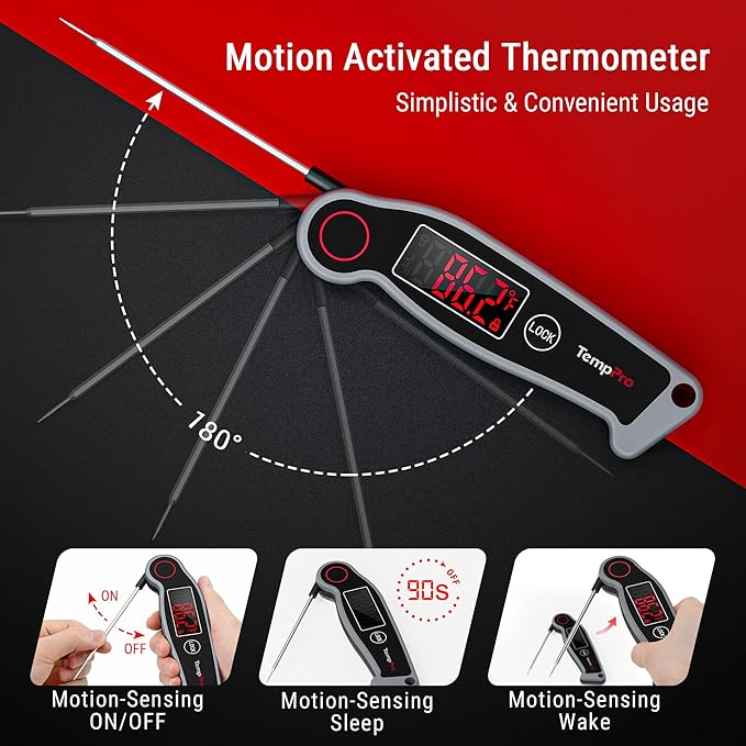 TempPro TP19 Waterproof Digital Meat Thermometer for Grilling with Ambidextrous Backlit & Thermocouple Instant Read Kitchen Cooking Food Thermometer for Candy Water Grill Smoker (Previously ThermoPro) - Image 5