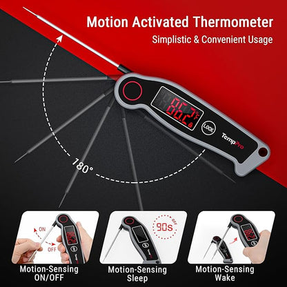 TempPro TP19 Waterproof Digital Meat Thermometer for Grilling with Ambidextrous Backlit & Thermocouple Instant Read Kitchen Cooking Food Thermometer for Candy Water Grill Smoker (Previously ThermoPro) - Image 5