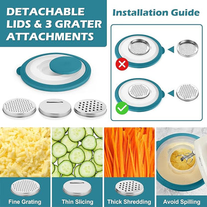 TeamFar Mixing Bowls, 3PCS Stainless Steel Serving Salad Bowls with Lids & 3 Graters, For Kitchen Mixing/Baking/Storing/Prepping, Visible & Airtight, Easy Clean - 4.5/3 / 1.5 QT, Dark Blue - Image 3