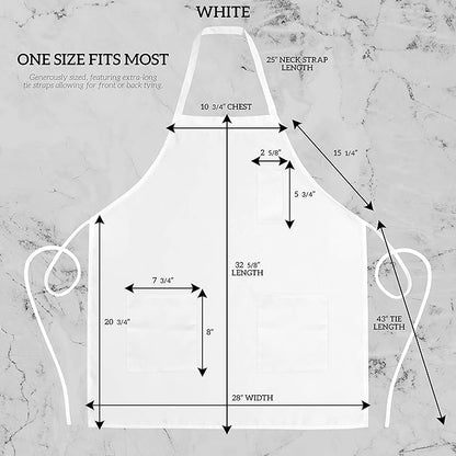 GREEN LIFESTYLE 12 Pack Chef Apron with Pockets – Grilling Aprons for Men, Waterproof Cooking Apron for BBQ, Work or Restaurant Use, Kitchen Aprons for Women with Pockets – White - Image 4