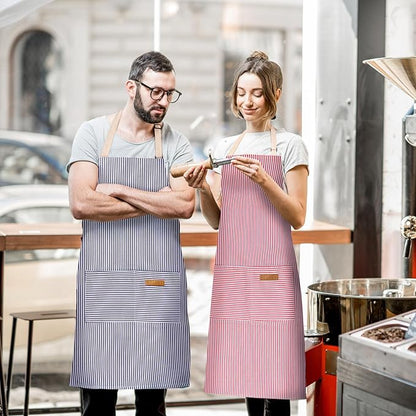 BeLuyi 2 Pack Adjustable Bib Apron with 2 Pockets Chef Cooking Kitchen Restaurant Aprons for Women Men - Image 5