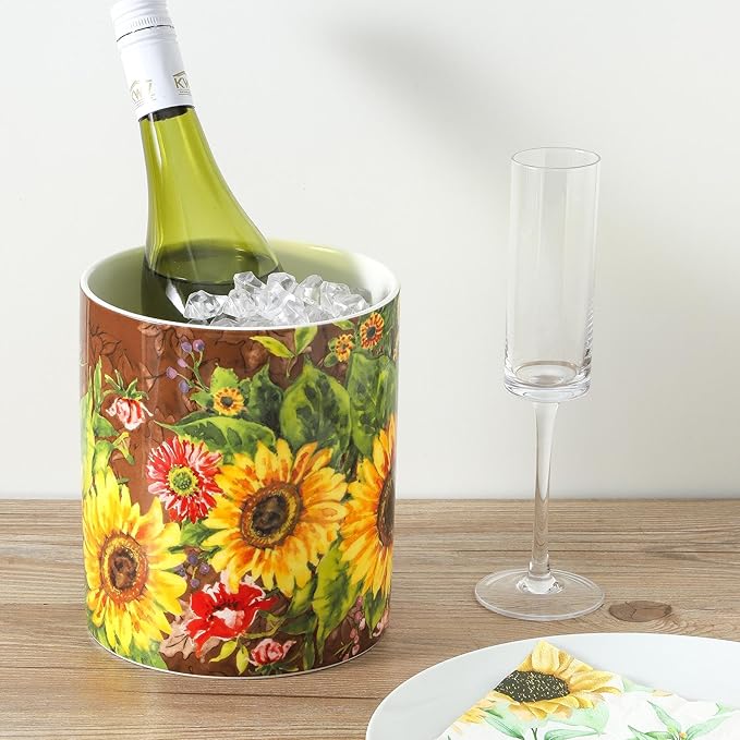 7" Oil Painting Sunflower Utensil Holder, Large Kitchen Utensil Holder Organizer ,Stable Utensil Crock Spatula Holder for Kitchen Counter Countertop Farmhouse Cooking Tools Holder