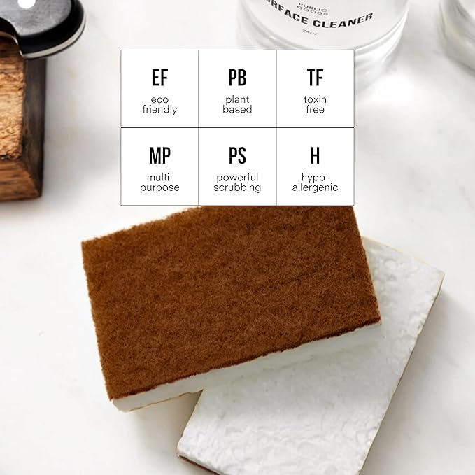 Public Goods Scrubber Sponge | Cleaning & Scrubbing Sponges for Dishes & Kitchen Sink | Natural, Plant-Based Sponges | Pack of 4 - Image 3