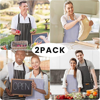 BeLuyi 2 Pack Adjustable Bib Apron with 2 Pockets Chef Cooking Kitchen Restaurant Aprons for Women Men - Image 7
