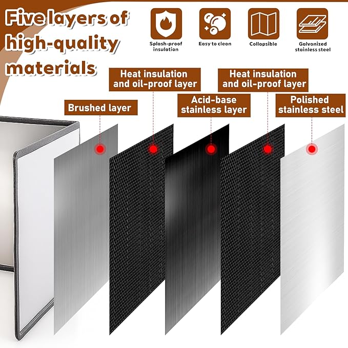 SHENLIU 3 Sided Splatter Guard, Anti Splatter Shield Stainless Steel Oil Splatters Guard for Stove Top, Foldable Grease Splatters Screen, Nonstick Oil Stove Heat Insulation Board for Cooking - Image 3
