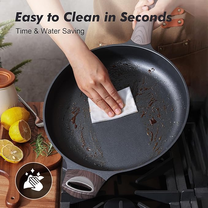 SENSARTE Nonstick Frying Pan Skillet 12.5Inch Large Non Stick Omelette Pans with Ergonomic Handle, Healthy Kitchen Cooking Chef's Pan, Free of Intentionally Added PFOA, Induction Compatible, Black - Image 6
