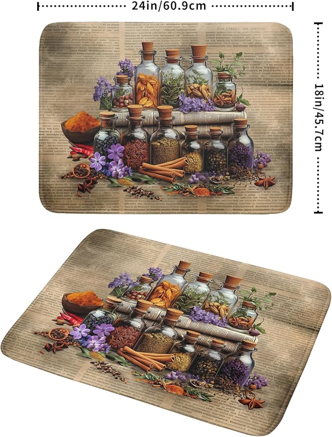 Herbs Kitchen Dish Drying Mat - Spice Bottle Absorbent Microfiber Dish Rack Mat Drying Pad 18 X 24 In - Image 2
