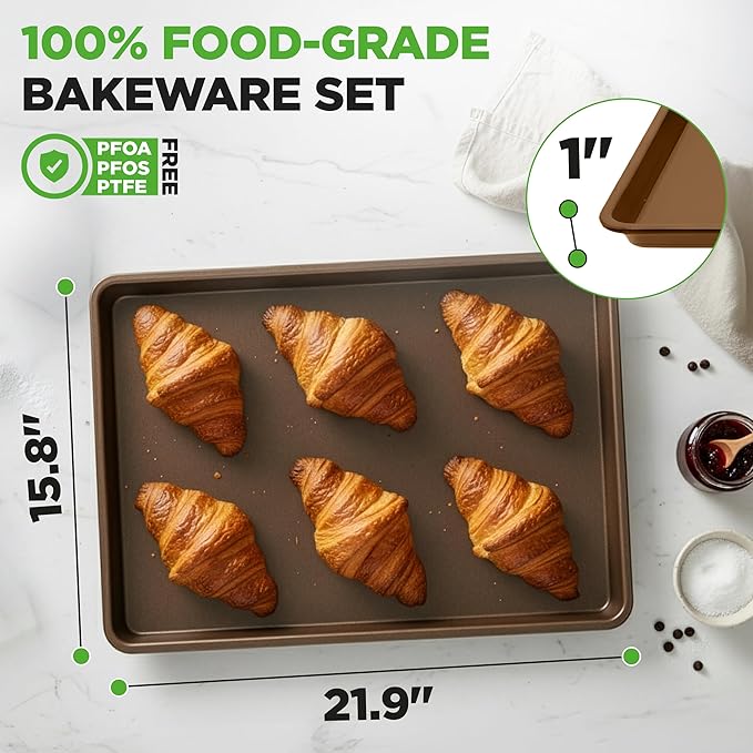 NutriChef Nonstick Extra Large Baking Sheets – 22 x 16 Inch Mega Cookie Sheet Pans for Baking & Roasting – Warp-Resistant Thick Gauge Cookie Tray Set , Oven & Dishwasher Safe – 2 Pack - Image 6