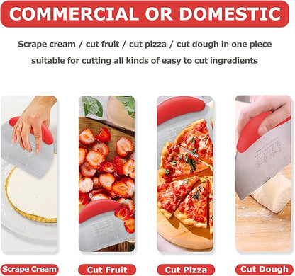 Pastry Cutter Dough Scraper Dough Cutter Scraper Tool Kitchen Pastry Blender,Stainless Steel Pastry Cutters Heavy Duty Dough Cutter for Kitchen Baking Tools,Comfortable and Dishwasher Safe (Red)