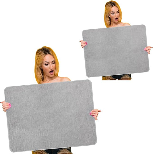 Hushee 2 Pack Extra Large Dish Drying Mat Microfiber Absorbent Dish Drying Pad Large Size Dishes Drainer Mats for Countertop, Sink, Refrigerator or Dryer (30 x 24 Inch,Gray) by Hushee
