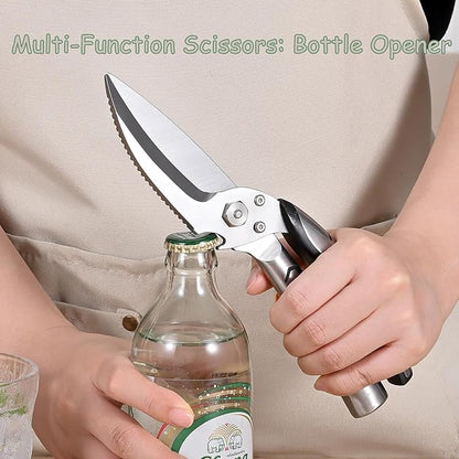 Kitchen Shears Heavy Duty, Stainless Steel Sharp Poultry Kitchen Scissors for Food,Work or Daily Use (Black and Silver)