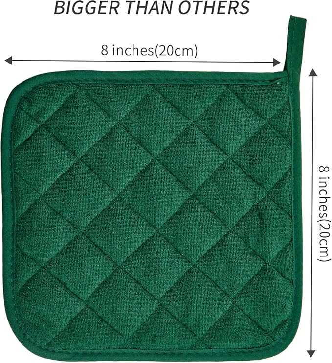 Pot Holders Buffalo Plaid Cotton Heat Resistant Potholder, Pot Holder, Hot Pads, Trivet for Cooking and Baking (5, Dark Green) - Image 2