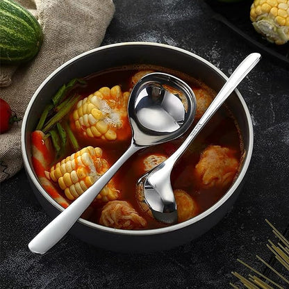 Comicfs 2 Pack Gravy Ladle, SUS 304 Stainless Steel Soup Ladle, Small Soup Ladles, Sauce Ladles, Small Serving Ladle, Solid Serving Spoon 8-Inch (Silver) - Image 3