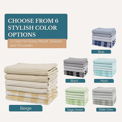 Casa Platino Dish Towels for Kitchen 18" x 28", Dish Towels Set of 6 – Great for Daily Dish Drying, Cooking Prep, and Serving Use, Reliable Kitchen Companions for Spills and Baking Needs- Beige