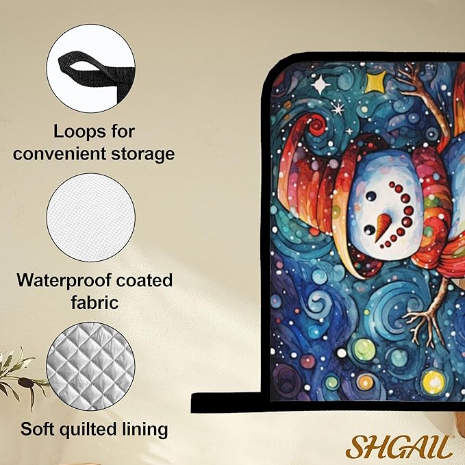 Winter Snowman Oven Mitts & Potholder Set of 4 - Heat Resistant Kitchen Gloves Hot Pads for Baking, Cooking, Gifts for Women