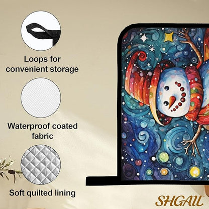 Winter Snowman Oven Mitts & Potholder Set of 4 - Heat Resistant Kitchen Gloves Hot Pads for Baking, Cooking, Gifts for Women