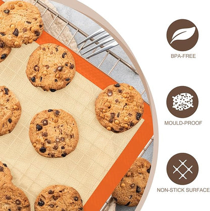 Silicone Baking Mat, 3 Pack Reusable Baking Mat, Non-Stick, Food Safe Silicone Mats for Baking, Oven Baking Sheet for Making Cookies, Macaroons, Bread - Image 3