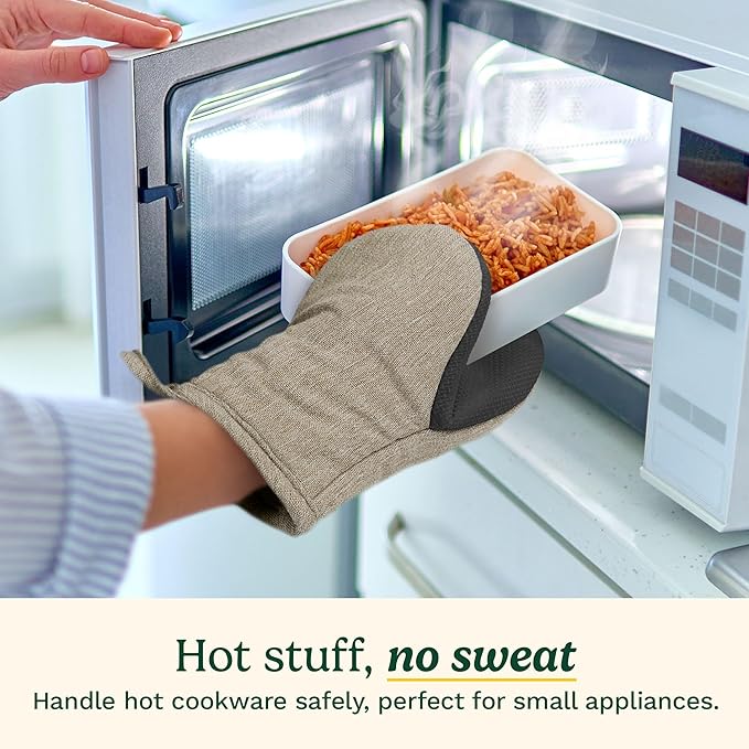 Cuisinart Mini Oven Mitts – 5.5” x 7” Heat-Resistant Kitchen Mitts for Oven with Non-Slip Neoprene Palm, Cotton Filling, and Fabric Loop – Durable Oven Mitt Set for Cooking & Baking (Chambray) - Image 2