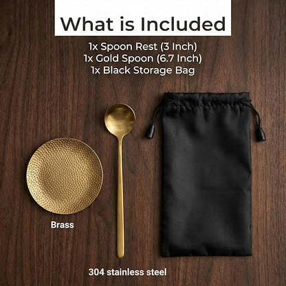 Simmer Stone Small Brass Coffee Spoon Rest for Coffee Bar - 3 Inch Gold Spoon Holder Set for Tea Station & Counter - Cute Round Mini Dish for Teaspoon, Tea Bag & Stirrer - Kitchen Decor Gift (2) - Image 4