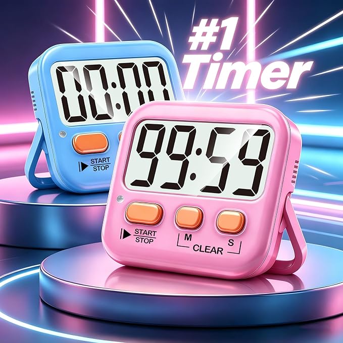 Antonki 2 Pack Digital Timer for Kids, Magnetic Countdown Kitchen Timers for Cooking, Egg, Classroom, Teacher, Exercise, Study, Oven - Battery Included - Image 2