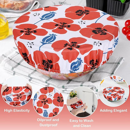 5 Pieces Bowl Covers Reusable, 5 Size Stretch Cloth Covers for Bread Proofing Fabric Elastic Food Covers Washable for Food Fruits Leftover (Floral) - Image 7