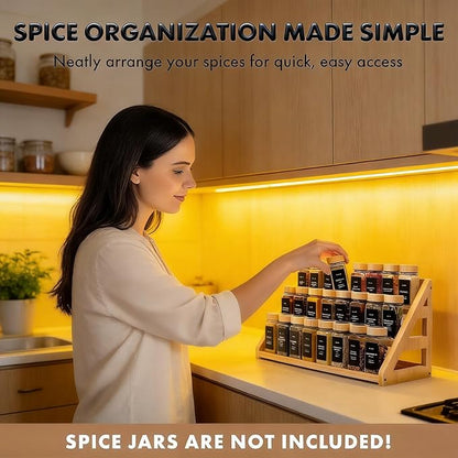Spice Rack, Spice Organizer -3 Tier Bamboo Spice Racks, Solution for Spice Storage in Kitchens, Countertops，Storage Rooms and Other Places - Image 6